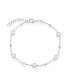 ფოტო #1 პროდუქტის Sterling Silver Bezel-Set and CZ Bead Bracelet (White, Green, Blue Or Red)