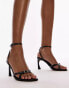 Topshop Fabia premium leather strappy high heeled sandals with buckle detail in black