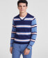 ფოტო #1 პროდუქტის Men's Mixed Stripe V-Neck Sweater, Created for Macy's