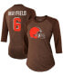 Фото #1 товара Women's Baker Mayfield Brown Cleveland Browns Player Name Number Tri-Blend 3/4 Sleeve Raglan T-shirt