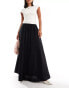 Фото #1 товара Monki poplin maxi skirt with drawstring waist in black