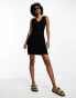 French Connection deep v neck bodycon jersey dress in black