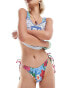 Фото #1 товара Reclaimed Vintage tie side crinkle bikini bottom in blue floral print