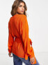 Glamorous wrap front chunky cardigan in orange