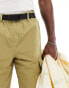 ASOS DESIGN cargo short with belt detail in khaki