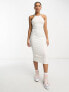 Фото #3 товара Miss Selfridge halter strappy back midi dress in cream