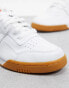 Reebok Workout Plus trainers in white with gum sole