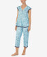 ფოტო #5 პროდუქტის Women's Ruffle Sleeve Top and Crop Pants 2-Pc. Pajama Set