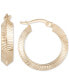 ფოტო #1 პროდუქტის Textured Angular Small Hoop Earrings in 10k Gold, 7/8"