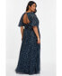 ფოტო #1 პროდუქტის Plus Size Embellished Angel Sleeve Open Back Maxi Dress