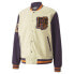 Фото #1 товара Puma We Are Legends Letterman Graphic Button Down Jacket Mens Beige Casual Athle