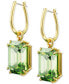 Gold-Tone Color Octagon Crystal Charm Hoop Earrings