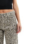 Stradivarius STR Petite straight leg jean in leopard print