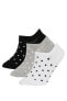 Kadın 3'lü Pamuklu Sneaker Çorap Z7571azns