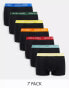 Jack & Jones 7 pack trunks in black with multi colour waistband