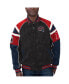 ფოტო #1 პროდუქტის Men's Black New England Patriots Faux Suede Raglan Full-Zip Varsity Jacket