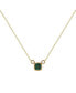 Cushion Cut Emerald Gemstone, Natural Diamond 14K Yellow Gold Birthstone Necklace