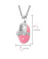 Charm Baby Shoe Pendant Necklace Gift For New Mother Women Pink Enamel Bow Engravable CZ Accent .925 Sterling Silver