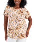Plus Size Bloom Print Short-Sleeve Top, Created for Macy's
