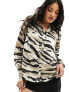 Фото #1 товара Pieces button up shirt in light brown zebra print