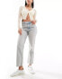 Фото #1 товара Mango straight leg raw hem jean in light blue