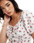 Vero Moda sweetheart tie front blouse with puff sleeve in floral print