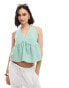 Фото #1 товара ASOS DESIGN open tie side halter top in green stripe