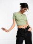 Фото #5 товара Nike mini swoosh slim crop t-shirt in oil green