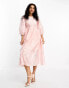 Фото #1 товара Glamorous tie back puff sleeve midi smock dress in pink organza