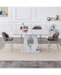 Фото #6 товара Modern Grey Imitation Marble Dining Table - 63" x 37"