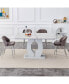 Modern Grey Imitation Marble Dining Table - 63" x 37"