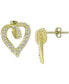 ფოტო #2 პროდუქტის Cubic Zirconia Open Heart Stud Earrings in 18k Gold-Plated Sterling Silver, Created for Macy's