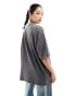 ASOS DESIGN oversized t-shirt with rock graphic in in washed charcoal