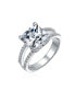 ფოტო #3 პროდუქტის 3CT Square Princess Cut AAA CZ Engagement Ring For Women Cubic Zirconia Split Pave Shank Band 925 Sterling Silver