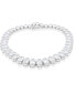 White Gold Tone Oval Cut CZ Tennis Bracelet