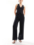 & Other Stories straight leg trousers with frill edge waist in black 44 - фото #1