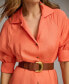 Фото #5 товара Women's Belted Elbow-Sleeve Shirtdress