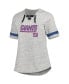 Фото #2 товара Women's Heather Gray New York Giants Plus Size Lace-Up V-Neck T-shirt