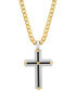ფოტო #1 პროდუქტის Men's 18K Gold Plated Tri-Tone Cross Pendant Necklace, 24"