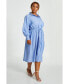 ფოტო #3 პროდუქტის Plus Size Stripe Tie Waist Collar Detail Midi Dress