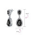 ფოტო #4 პროდუქტის Fashion Pave CZ Halo Black Pear Shaped Teardrop Drop Statement Earrings For Women Prom Rhodium Plated Brass