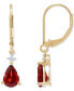 ფოტო #4 პროდუქტის Garnet (1-3/4 ct. t.w.) & Diamond (1/20 ct. t.w.) Leverback Drop Earrings in 14k Gold