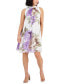 ფოტო #1 პროდუქტის Petite Floral-Print Mock Neck Trapeze Dress