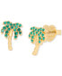 ფოტო #2 პროდუქტის Gold-Tone Color Pavé Palm Tree Stud Earrings