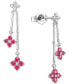 Sapphire (1-1/10 ct. t.w.) & Diamond (1/5 ct. t.w.) Flower Drop Earrings in Sterling Silver (Also in Ruby & Emerald)