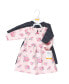 Toddler Girls Cotton Dresses, Pink and Navy Floral