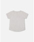 Boy Organic Cotton T-Shirt With Dino Print Light Gray Mix - Child