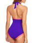 Фото #2 товара Seafolly Summer Vibe High Neck Maillot Swimsuit Blue Ray 127459 sz 4