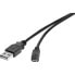 Renkforce RF-4463076 - 0.3 m - USB A - Micro-USB B - USB 2.0 - 480 Mbit/s - Black