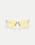 Oakley helux gaming collection rectangle sunglasses in white with yellow mirrored lens in matte clear